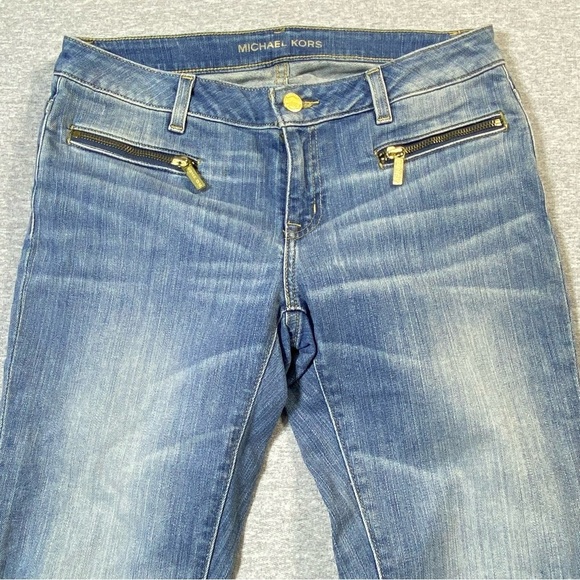 Michael Kors Jeans Womens 4 Blue Izzy Skinny Low Rise Zip Pocket Stretch Denim - Picture 3 of 16